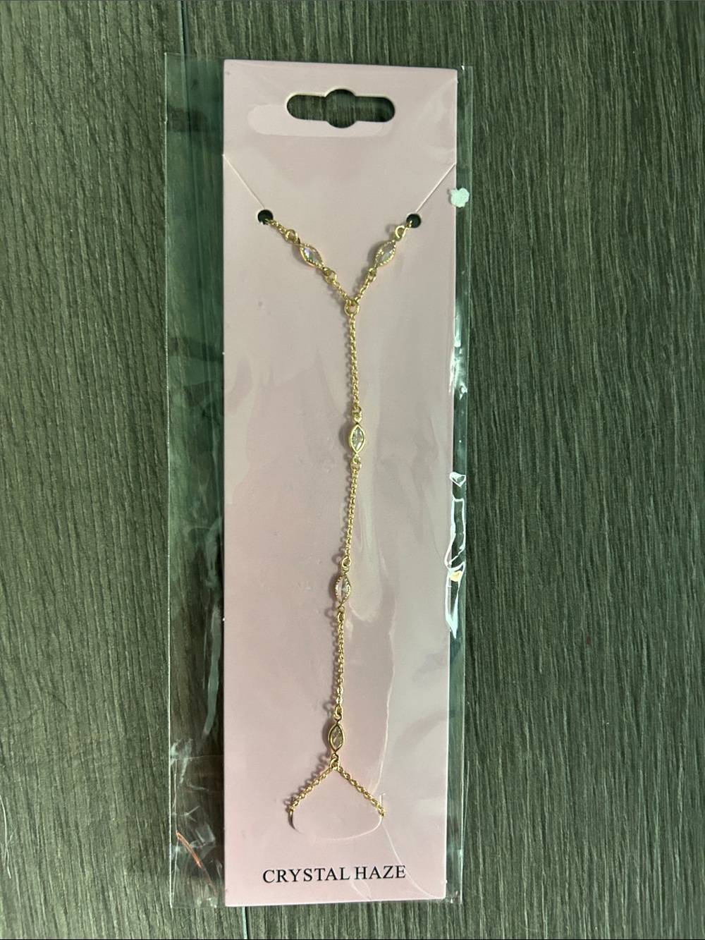 Crystal Haze Gold Tone Delicate crystal Hand Chain Bracelet
